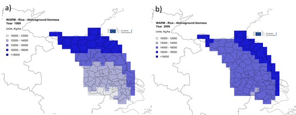 Rice simulated by WARM for potential, disease-limited, and a-biotic factors-limited conditions