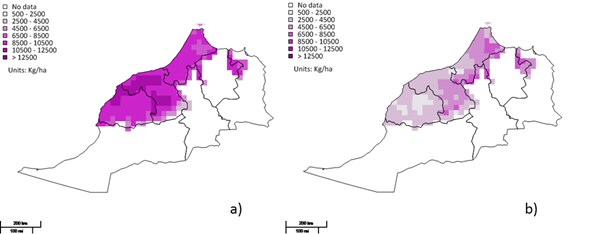 Maximum value of aboveground biomass of the soft high variety