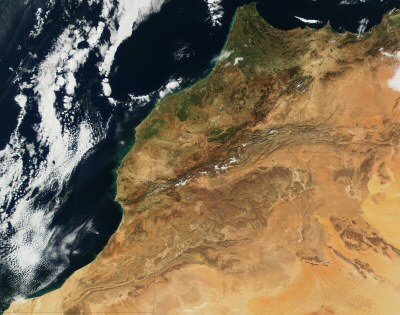 Satellite image of Morocco